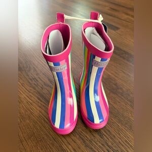 Hatley Kids Rainbow Stripe Pink Trim Rain Boots